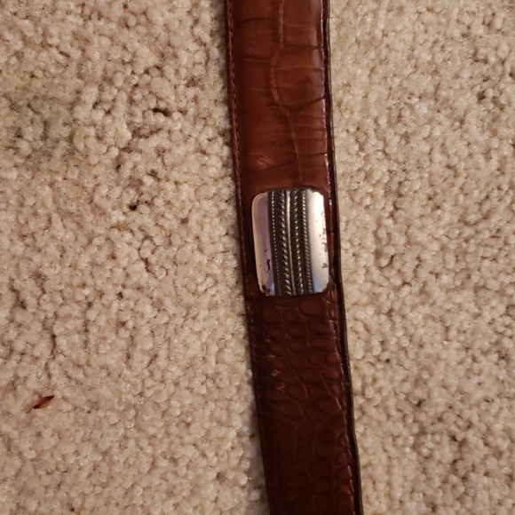 Mens Faux Crocodile Belt With Metal Accents - Picture 2 of 4